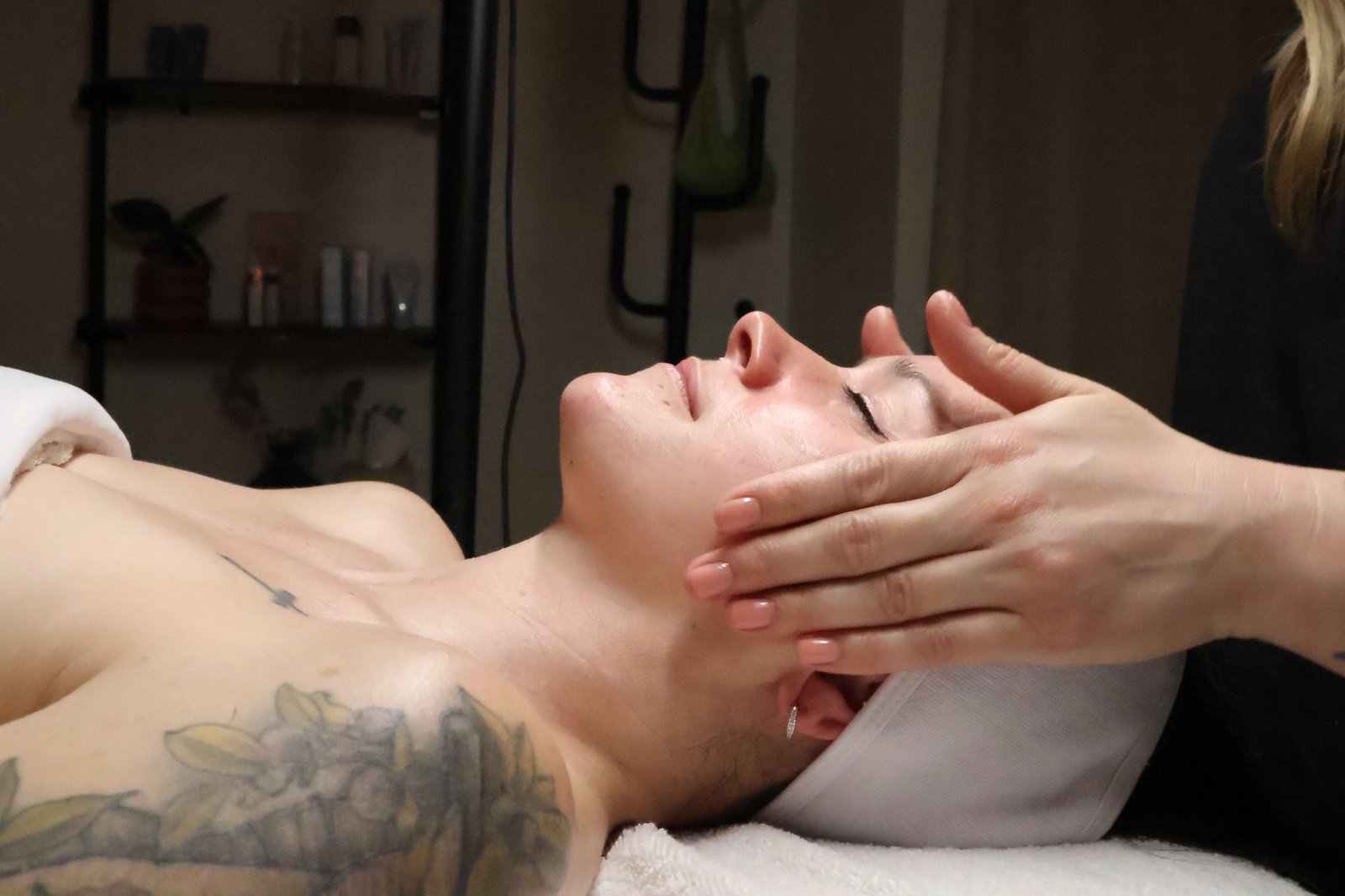 Close-up of a facial massage
